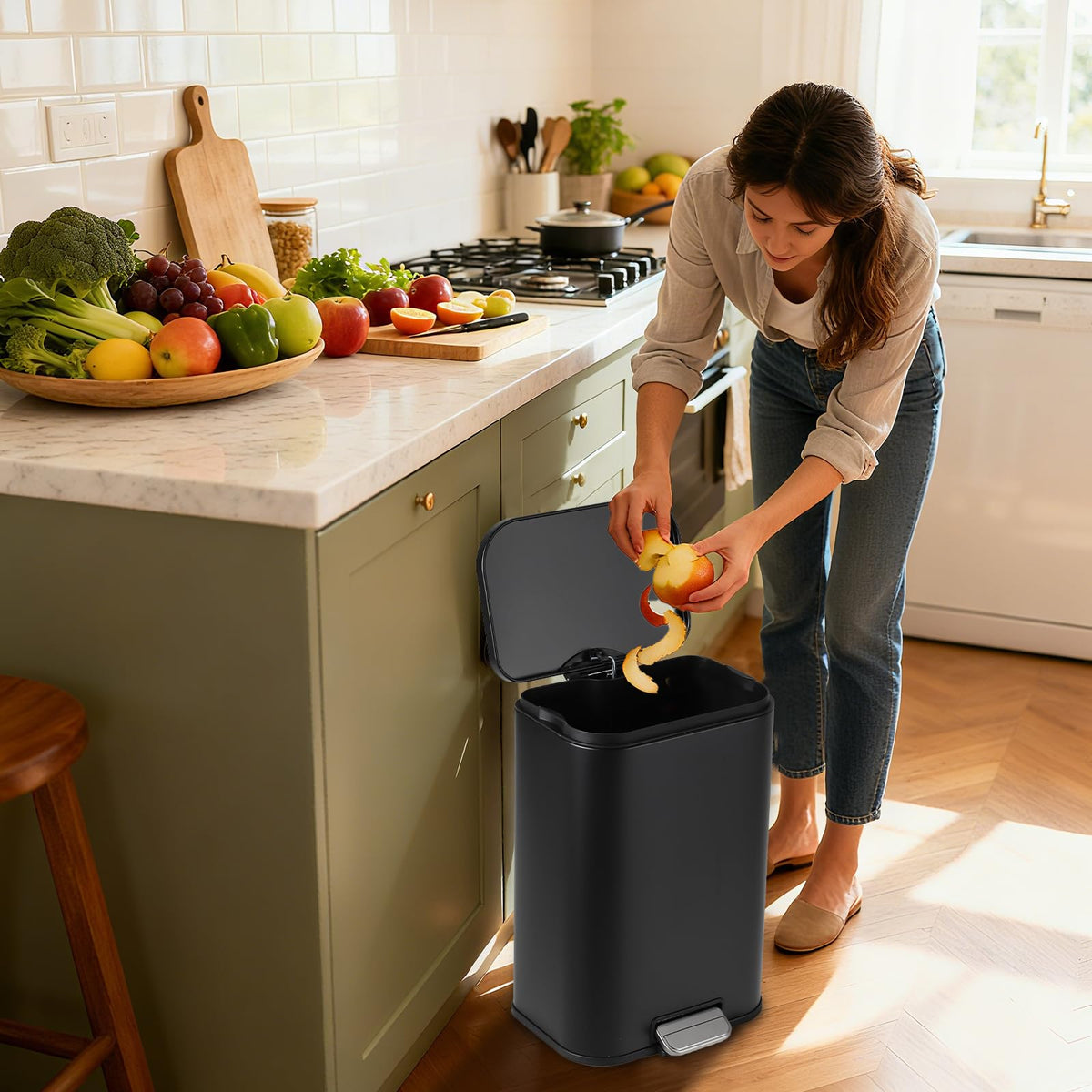12L Stainless Steel Slim Trash Can W413