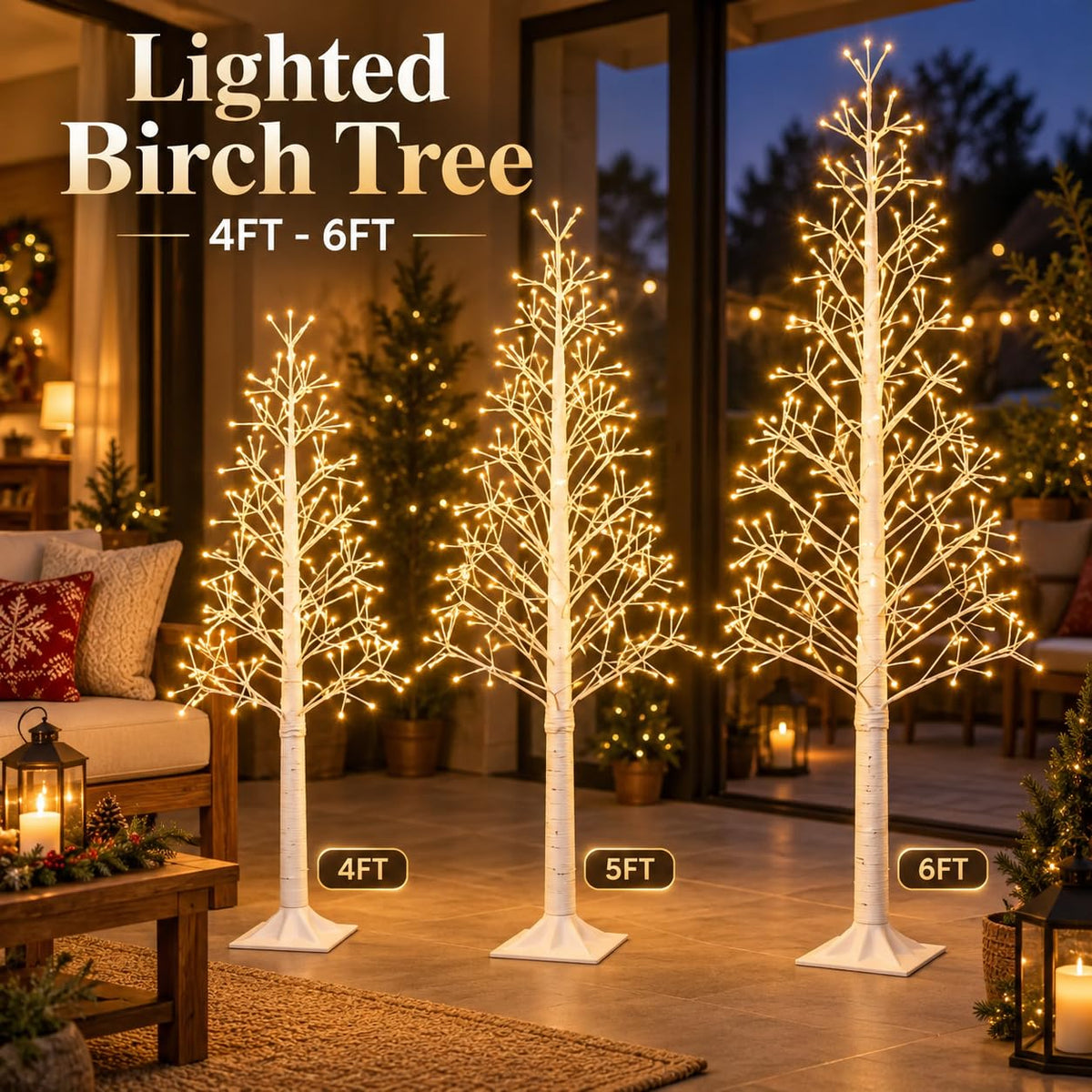 6FT Lighted Birch Tree, 312 LEDs, Warm White Z57289