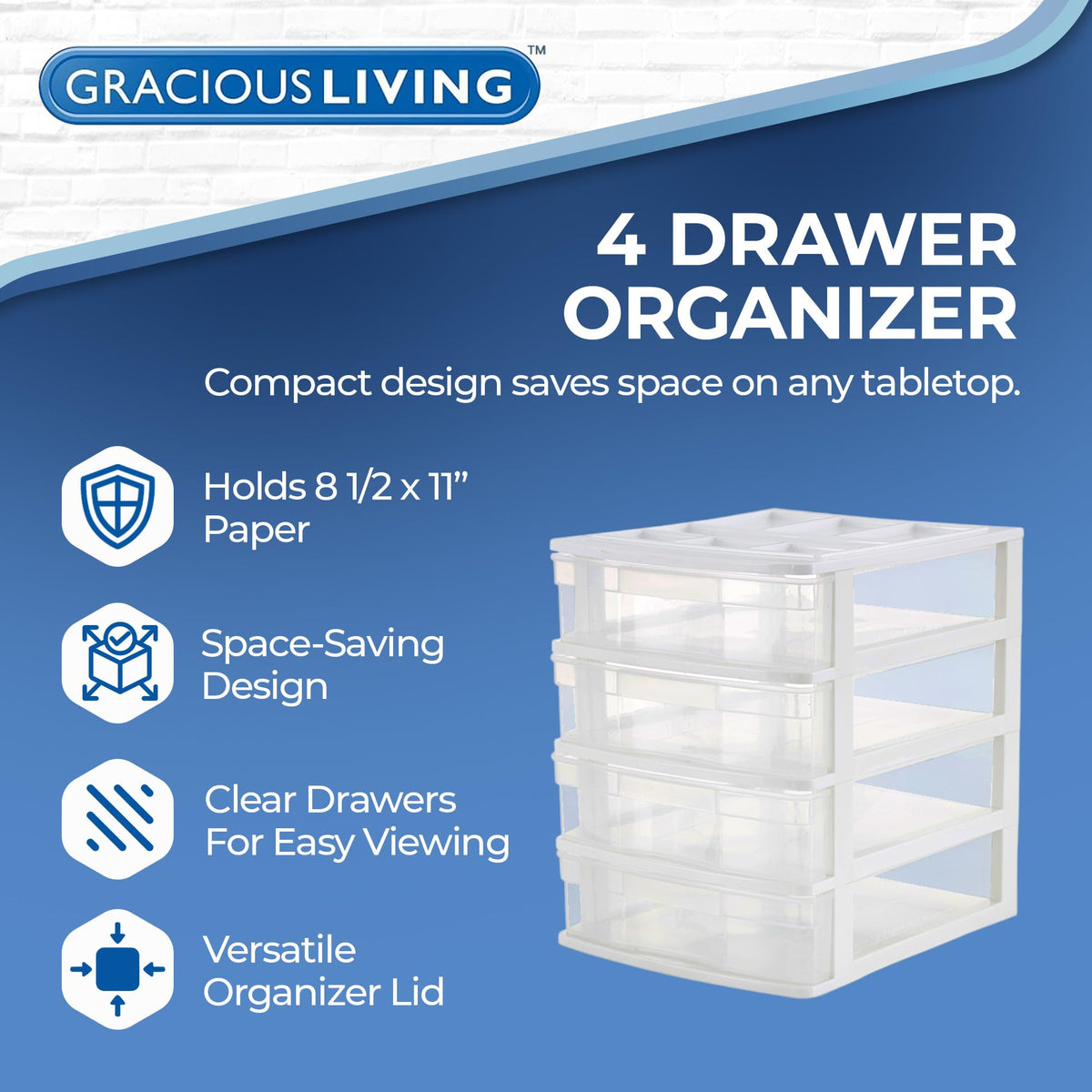 4-Tier White Plastic Drawer Organizer N199