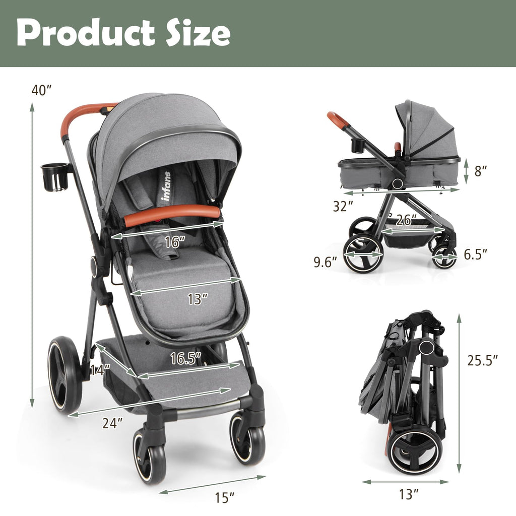 2 in 1 Convertible Baby Stroller with Reversible Seat Z564