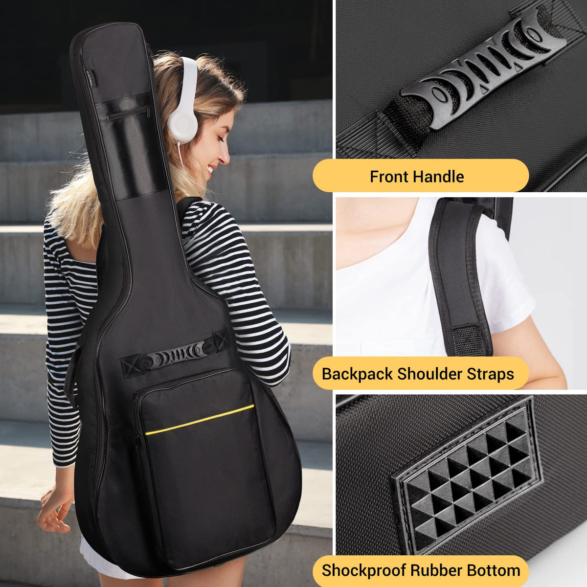 41 In 0.35 In Thick Padding Soft Guitar Bag Black G8413