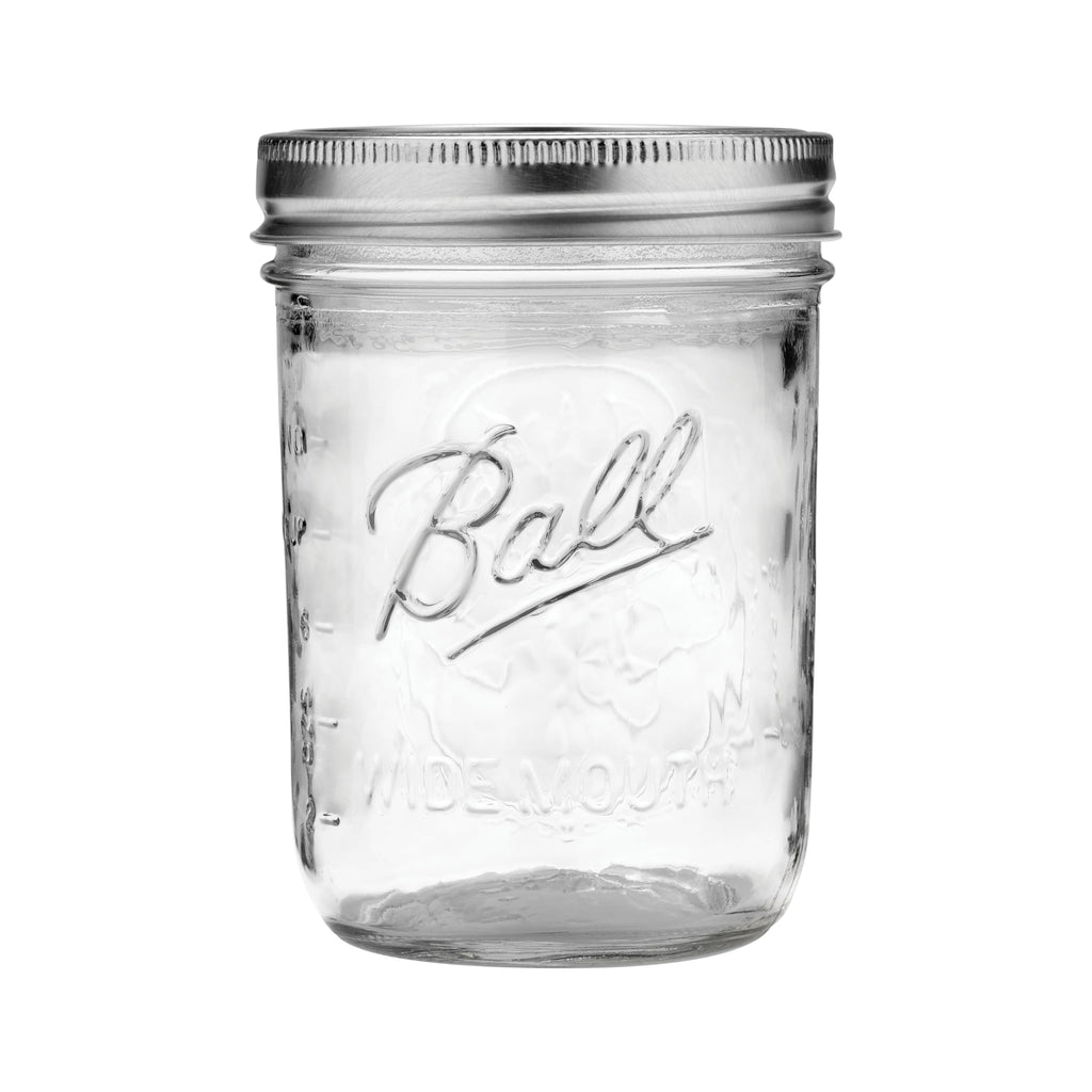 Wide Mouth Glass Mason Jars with Lids and Bands, Pint Size 16 Ounce (Pack of 8) Q21133