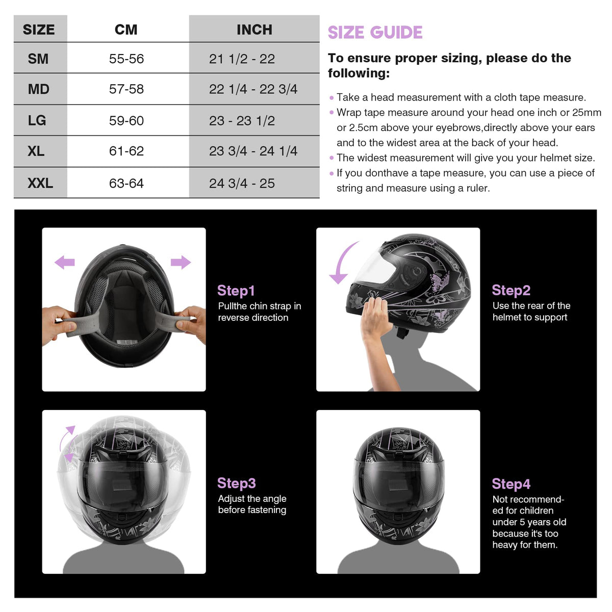 Full Face Motorcycle Helmet DOT Matte L196