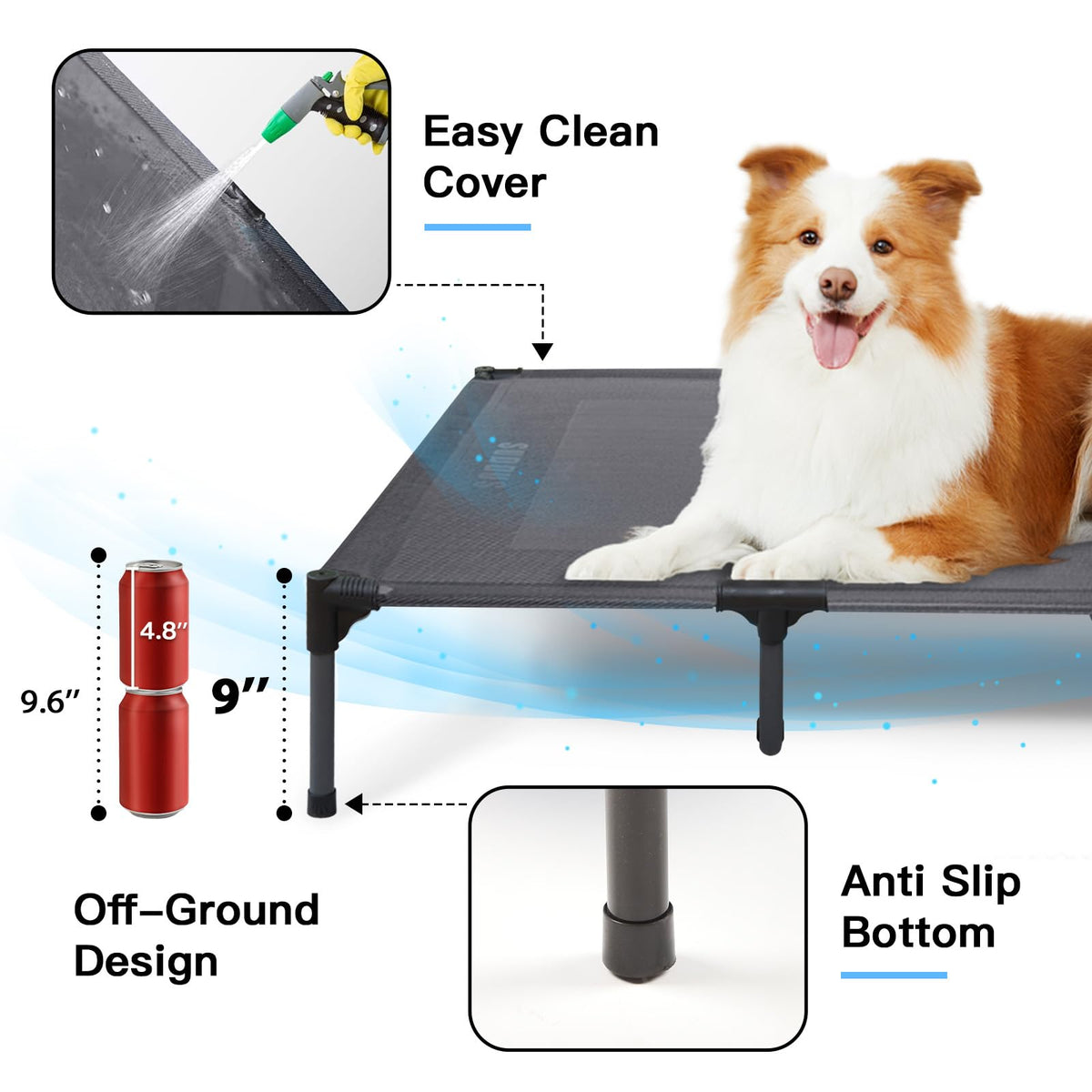 Elevated Dog Bed with Metal Frame, X-Large Grey K826289
