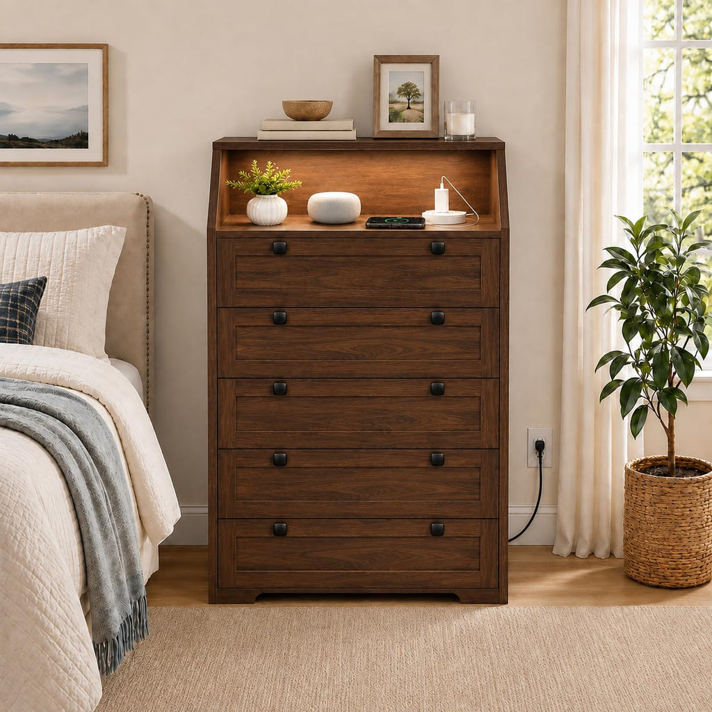 Walnut 5 Drawer Dresser K5597