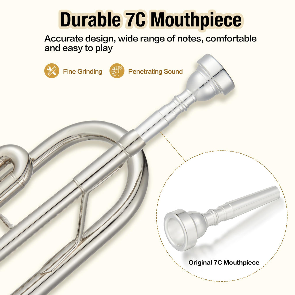 Nickel-Plated Brass Trumpet with Hard Case T391813