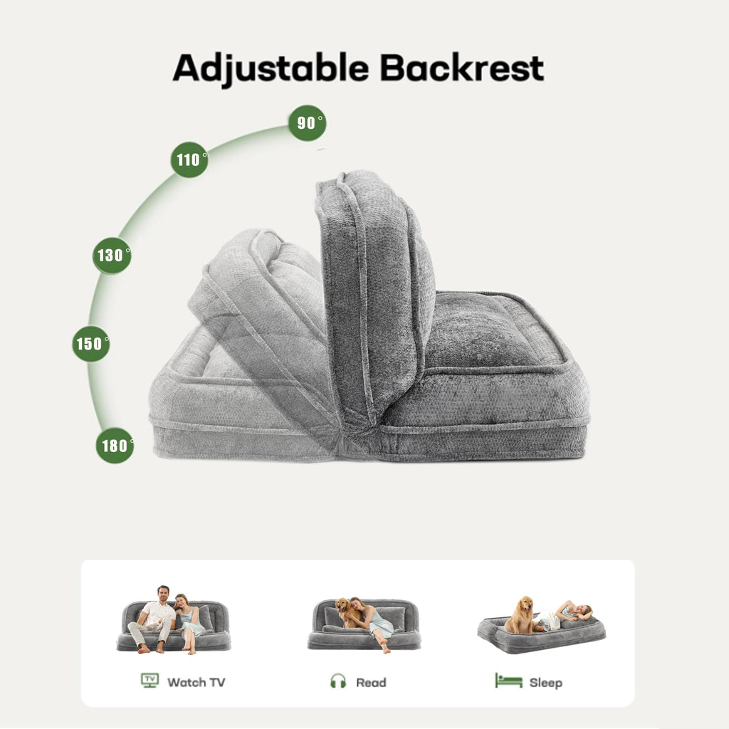 Light Gray Folding Floor Sofa Bed N162773