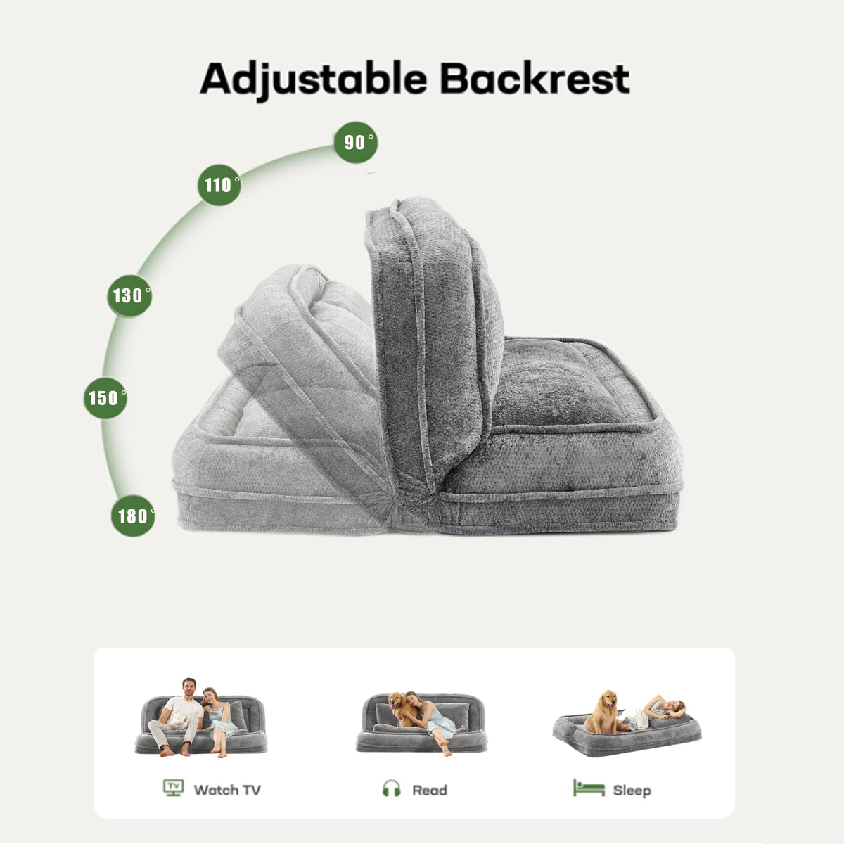 Light Gray Folding Floor Sofa Bed N162773