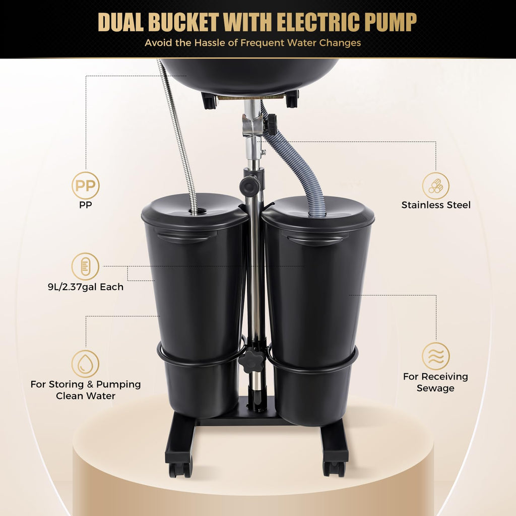 Portable Height Angle Adjustable Shampoo Bowl with Electric Pump Q787