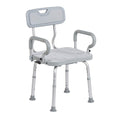 Gray Swivel Shower Chair with Arms and Back E487