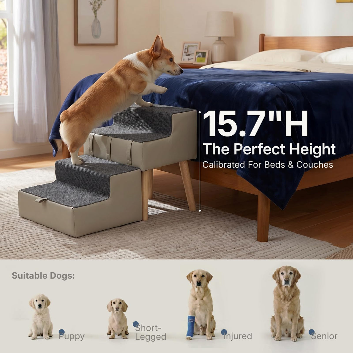 2-in-1 Foldable Dog Stairs & Ottoman K5494