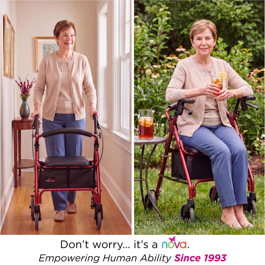 Lightweight Folding Narrow Rollator Walker with Seat D323