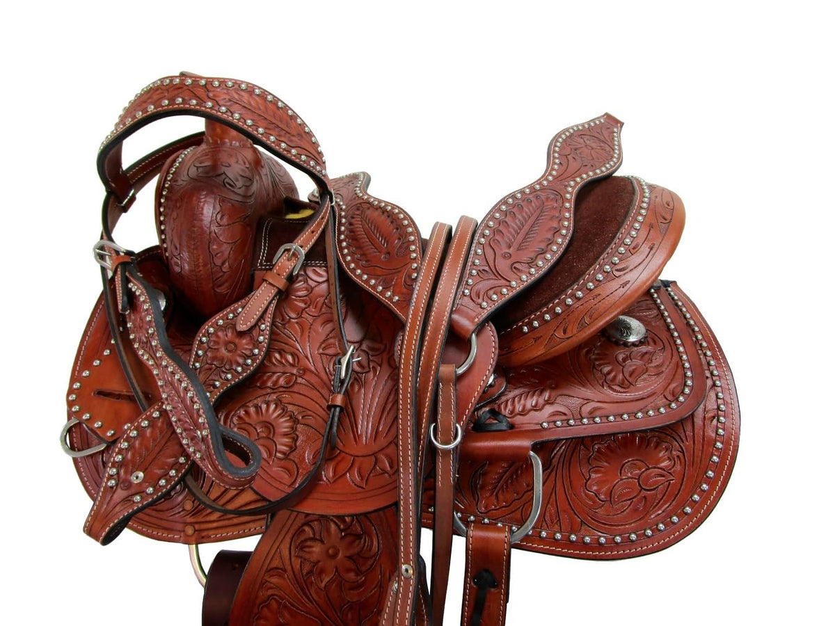 Tooled Leather Western Horse Saddle 15 16 17 18 S402812