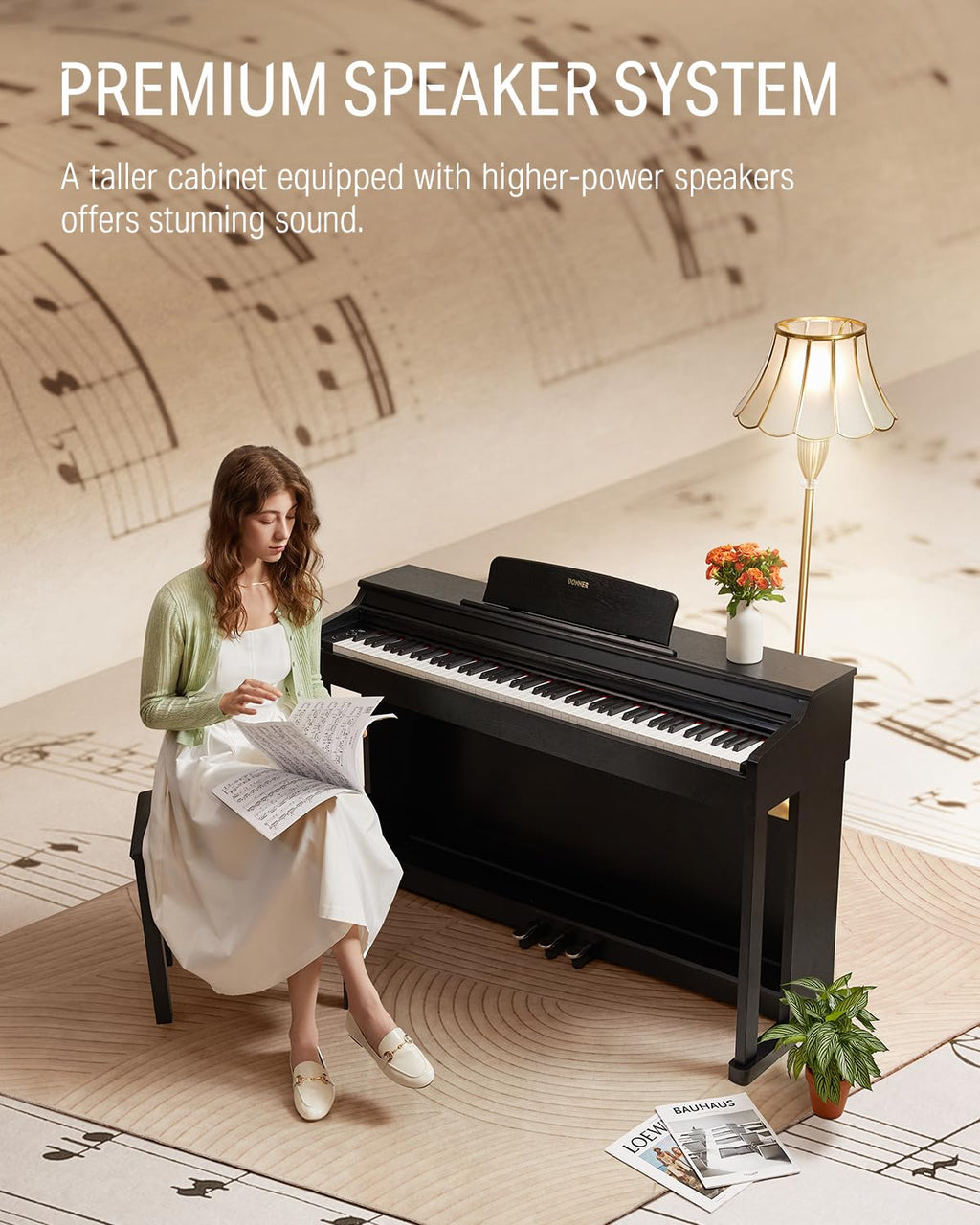 88-Key Weighted Action Digital Piano + Solid Wood Keyboard Bench X848953