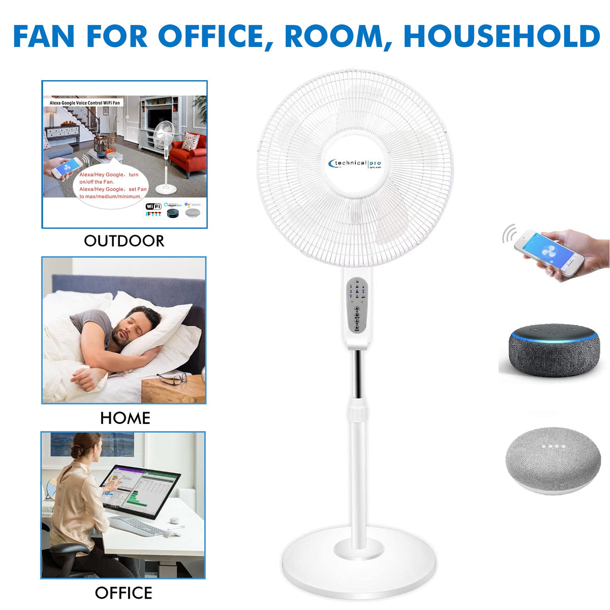 16” WIFI Enabled Oscillating Pedestal Fan L25290