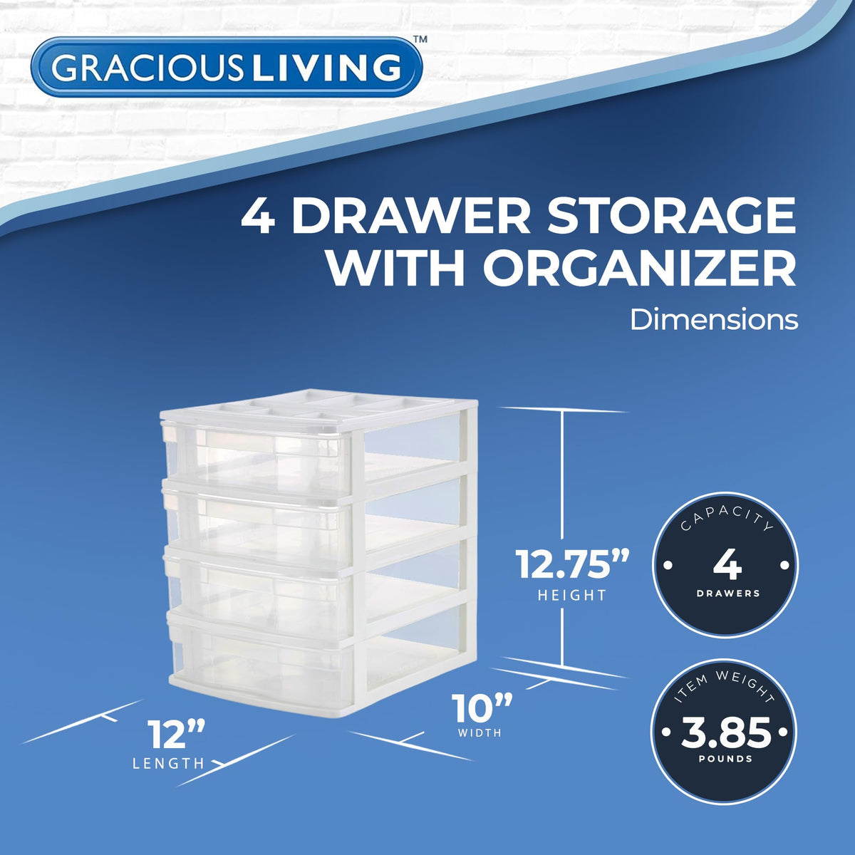 4-Tier White Plastic Drawer Organizer N199