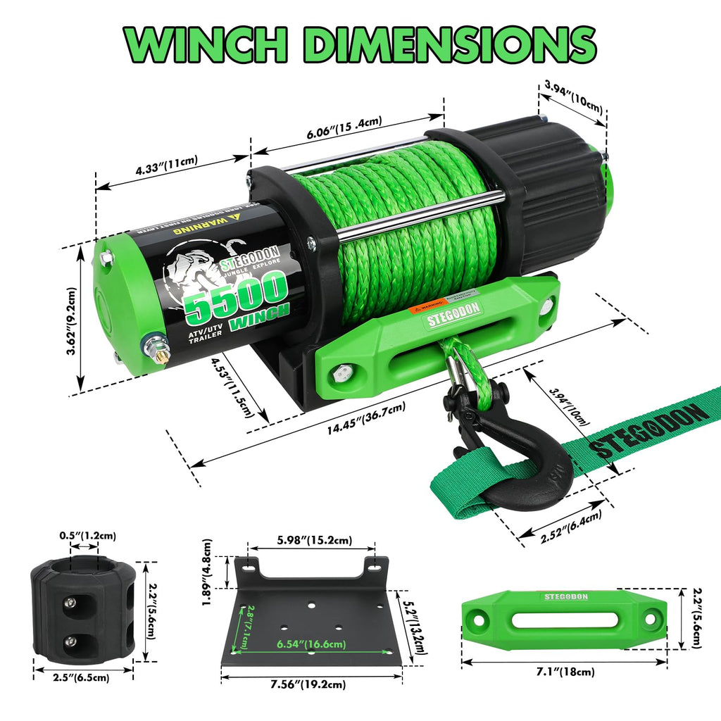 12V Electric Winch with Synthetic Rope and Wireless Remote T41504