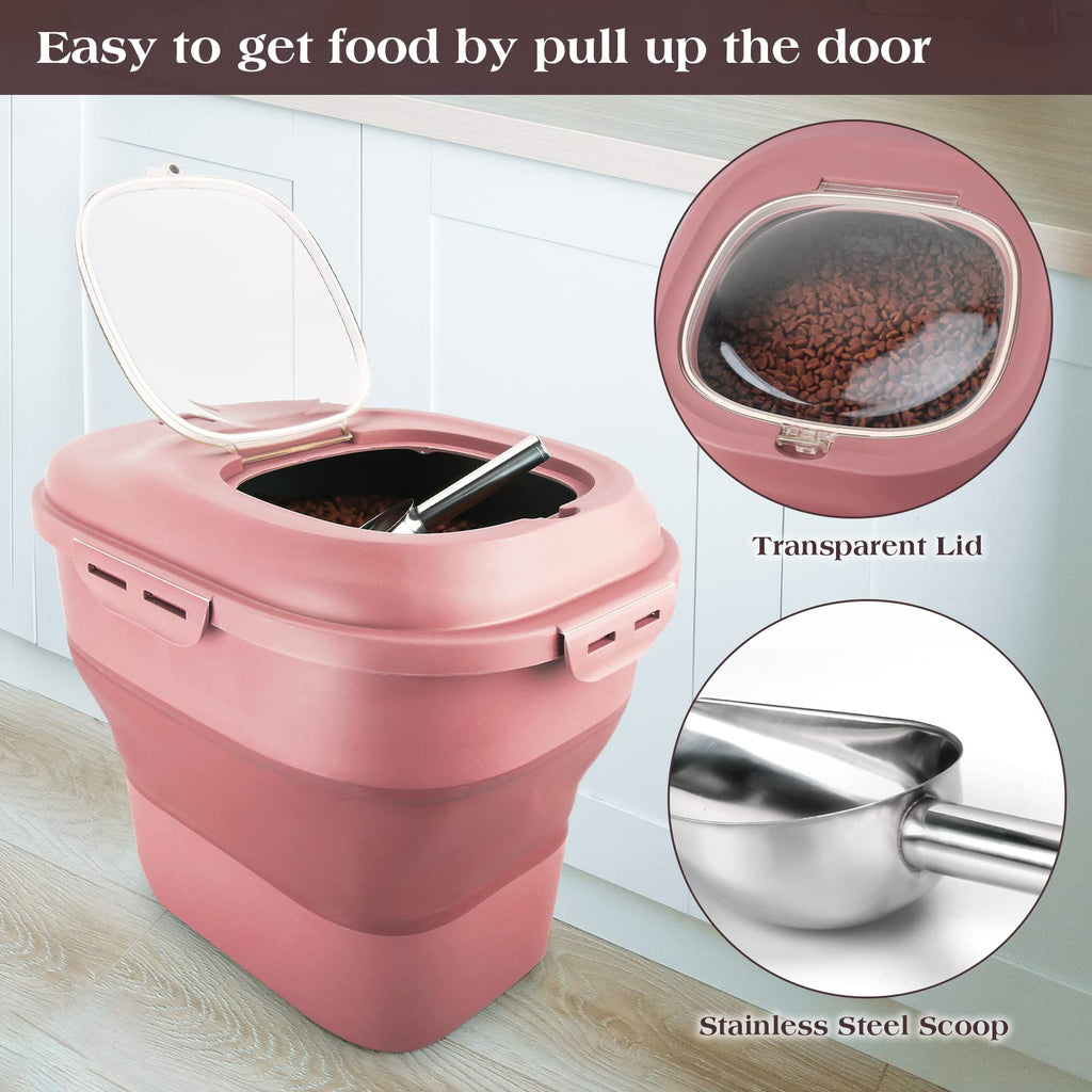 Airtight Collapsible Pet Food Storage Container with Scoop Y362980