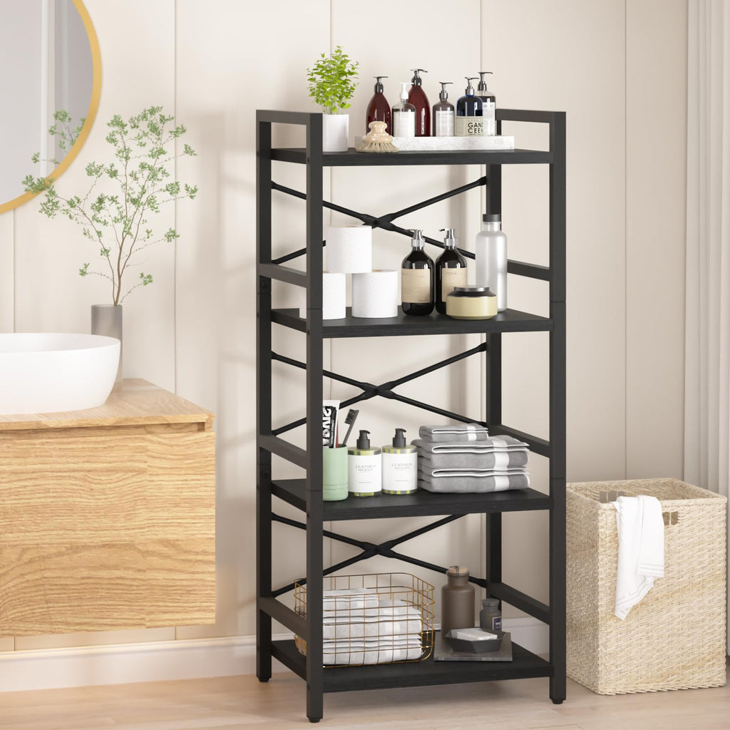 4 Tier Metal Wood Bookshelf X83558