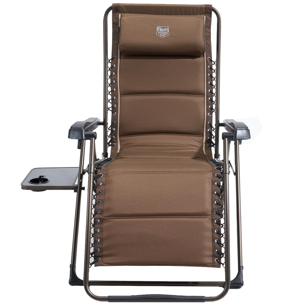 Brown Zero Gravity Folding Recliner Chair with Cup Holder X870623