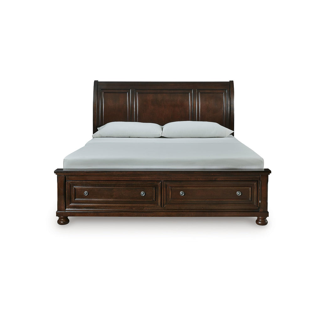 Cal King Sleigh Bed Frame with Storage E912760