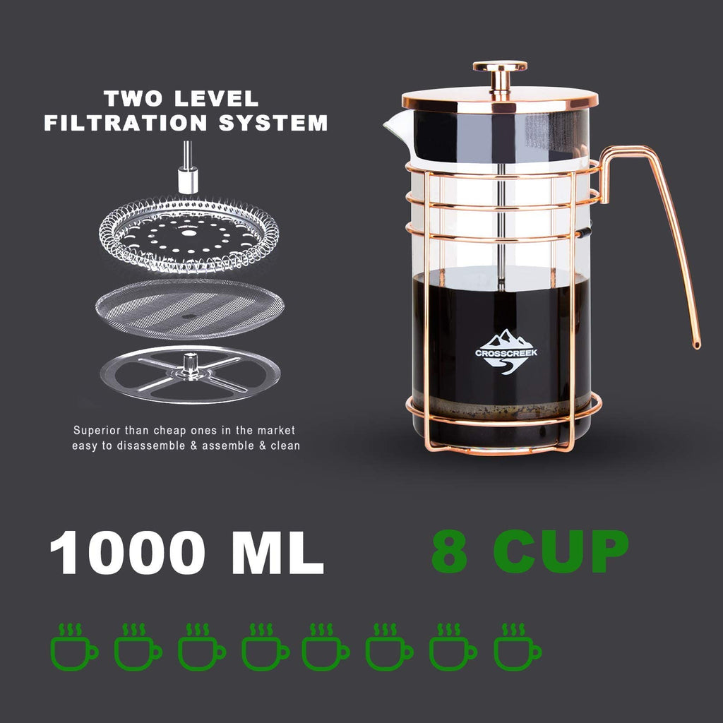 Small Stainless Steel French Coffee Press 34 Ounce D835