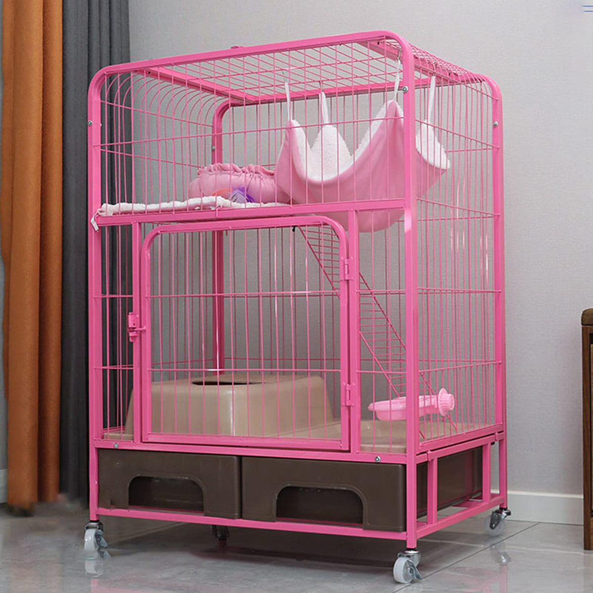 Heavy Duty Metal Cat Cage Dog Crate with Four Wheels Q600389