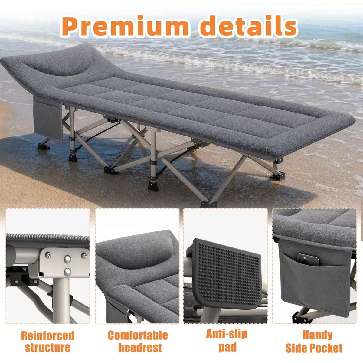 Heavy Duty Camping Cot with Mattress W69619
