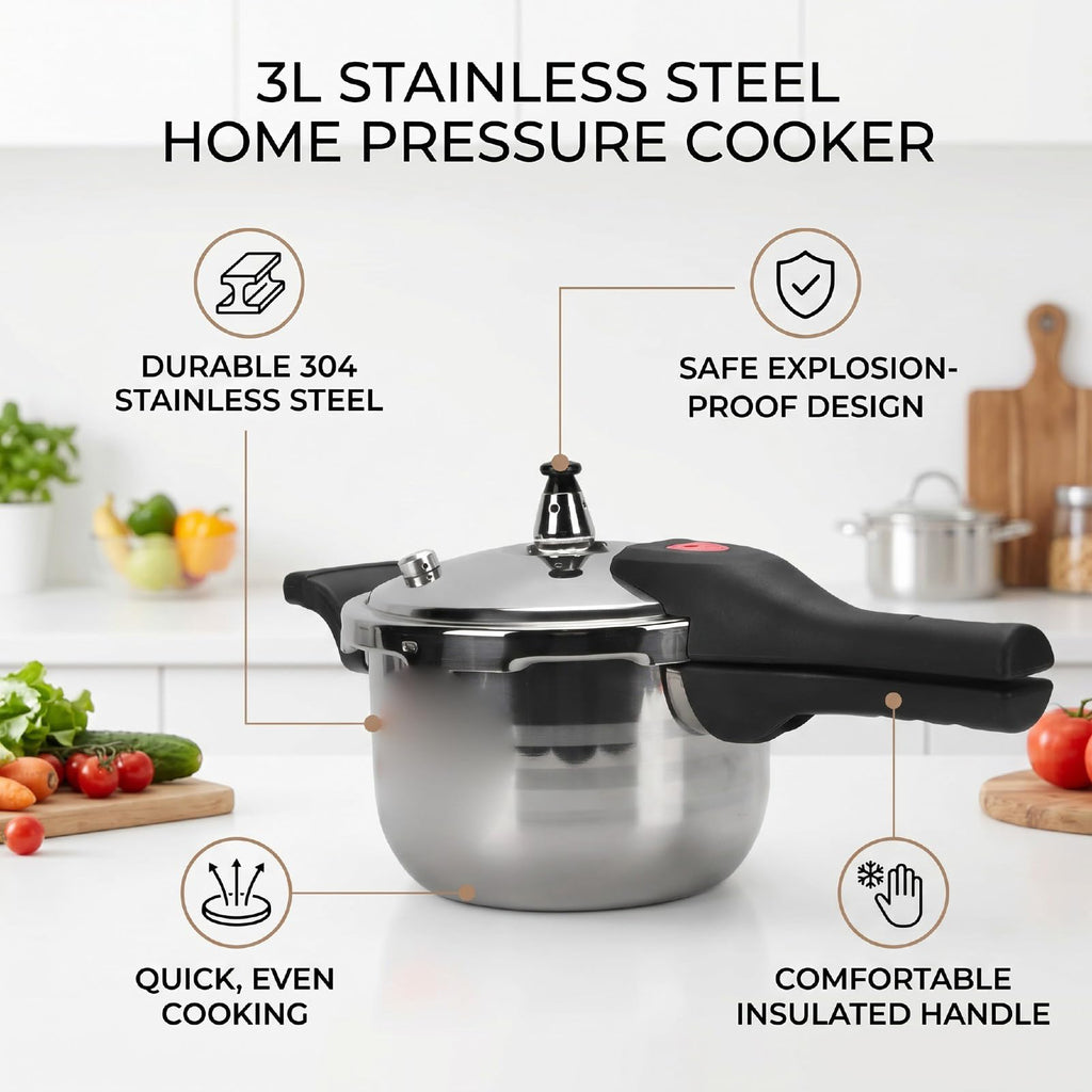 3L Stainless Steel Pressure Cooker W46959