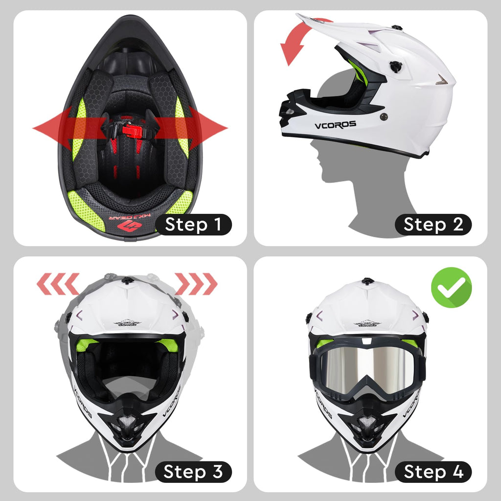 Kids Dirt Bike Helmet Set with Goggles Gloves Q1143
