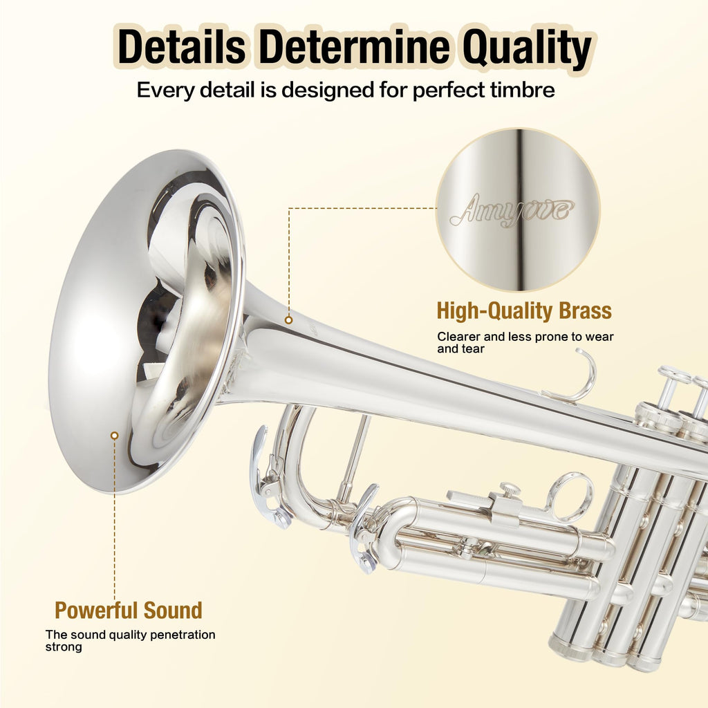 Nickel-Plated Brass Trumpet with Hard Case T391813