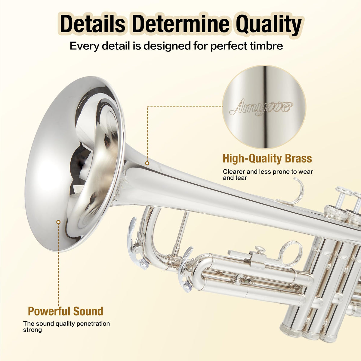 Nickel-Plated Brass Trumpet with Hard Case T391813