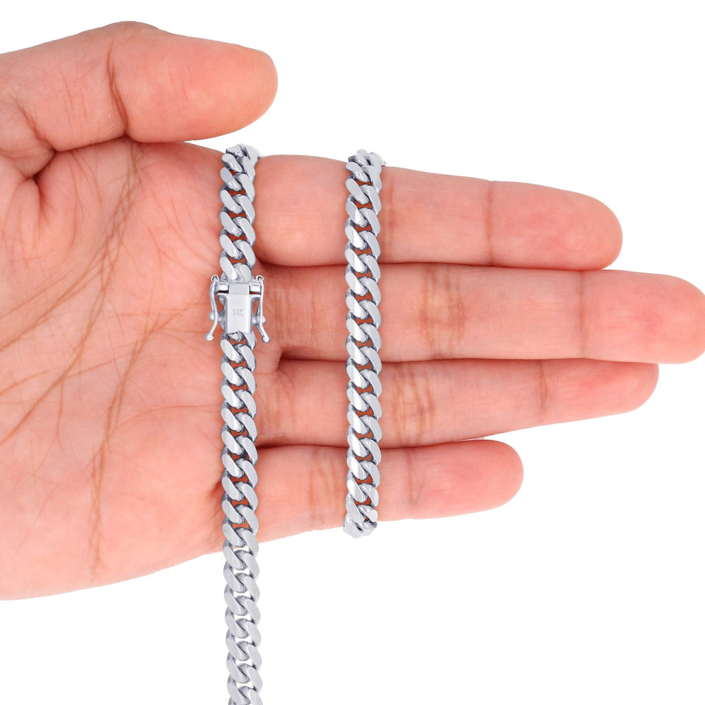 14k White Gold 6mm Chain Necklace W2381