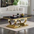 47" Black Faux Marble Coffee Table with Gold Pedestal Base X711775