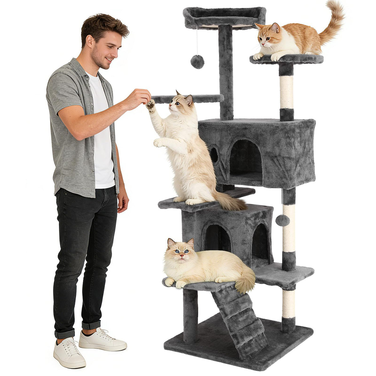 70 Inches Navy Blue Cat Tree B5807
