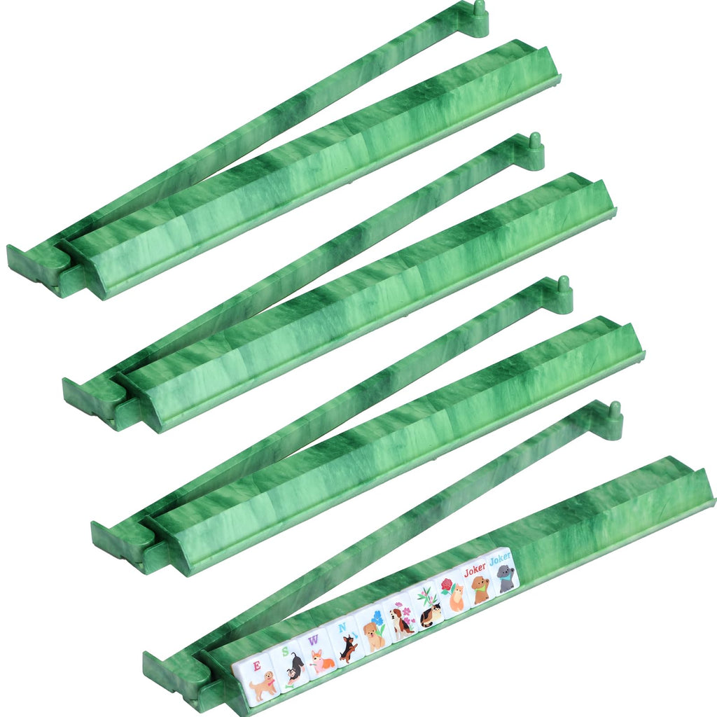 4 Pcs 18.7 Inch Acrylic Mahjong Tile Racks with Pushers E9541