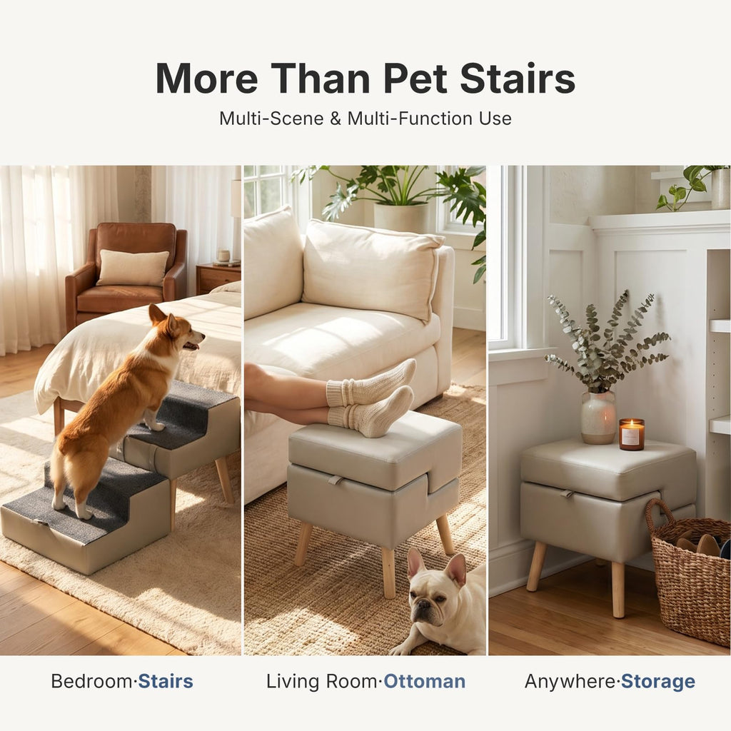 2-in-1 Foldable Dog Stairs & Ottoman K5494