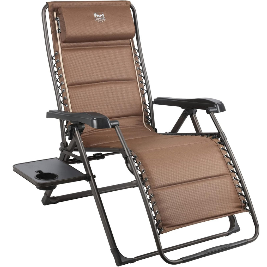Brown Zero Gravity Folding Recliner Chair with Cup Holder X870623