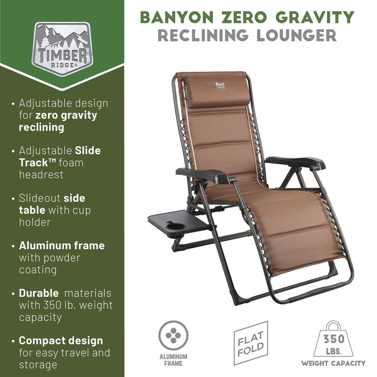 Brown Zero Gravity Folding Recliner Chair with Cup Holder X870623