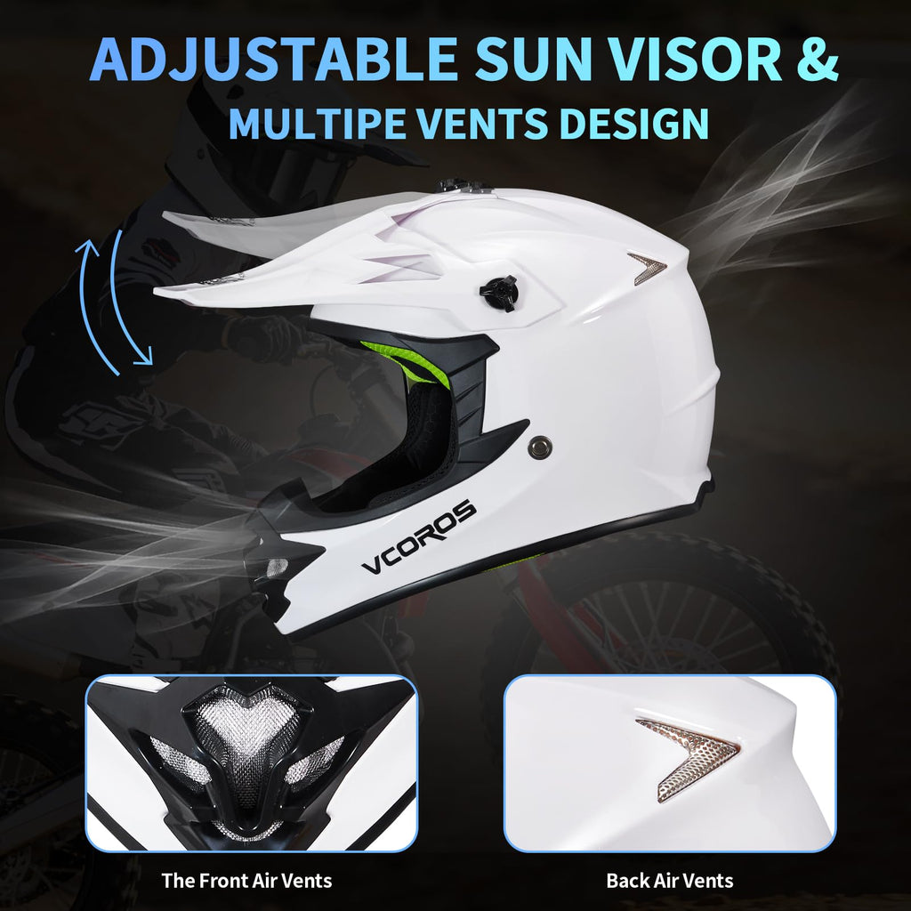 Kids Dirt Bike Helmet Set with Goggles Gloves Q1143