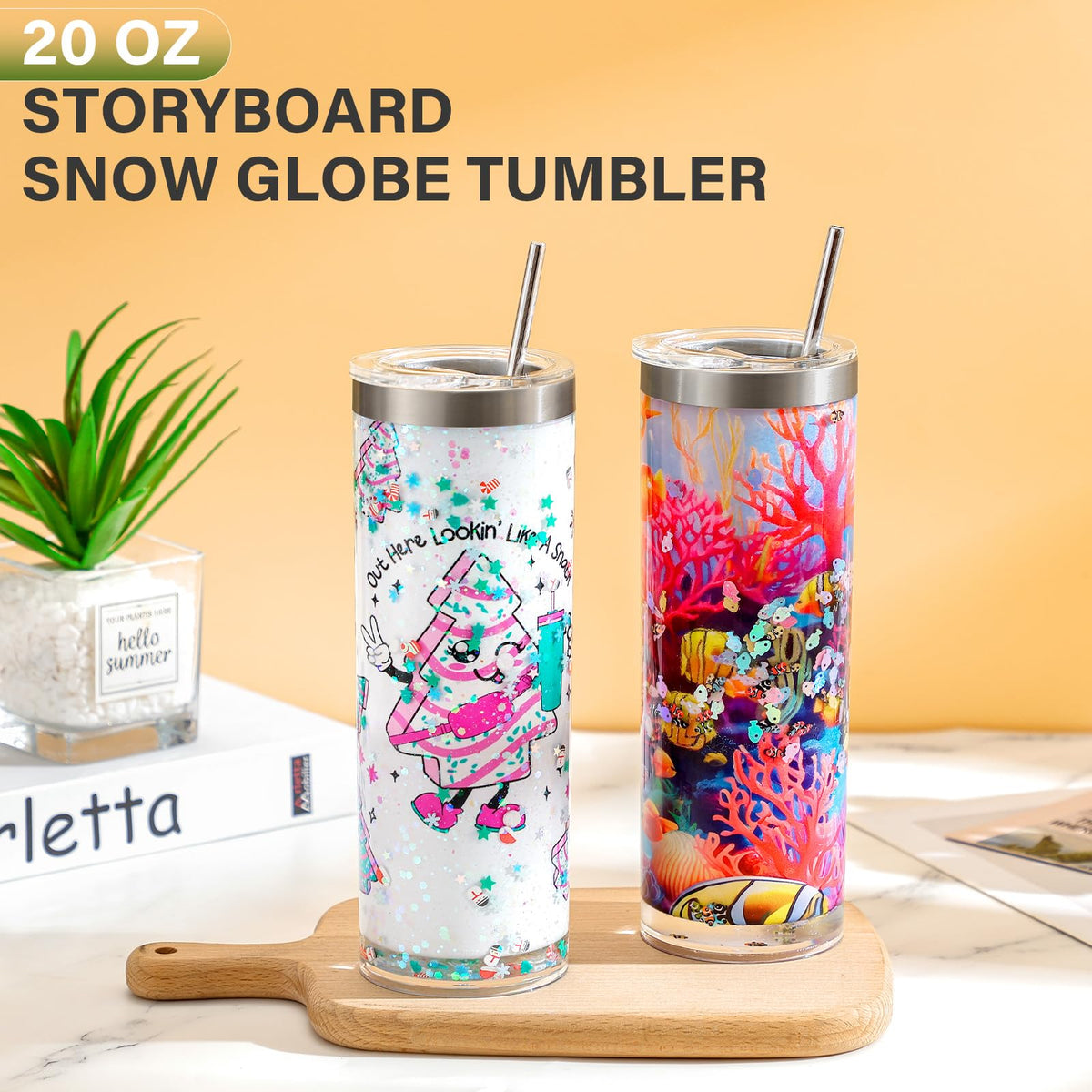 20 Oz Sublimation Snow Globe Tumbler Cup, 6 Pack B90077