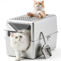 Enclosed Stainless Steel Cat Litter Box with Lid C38416