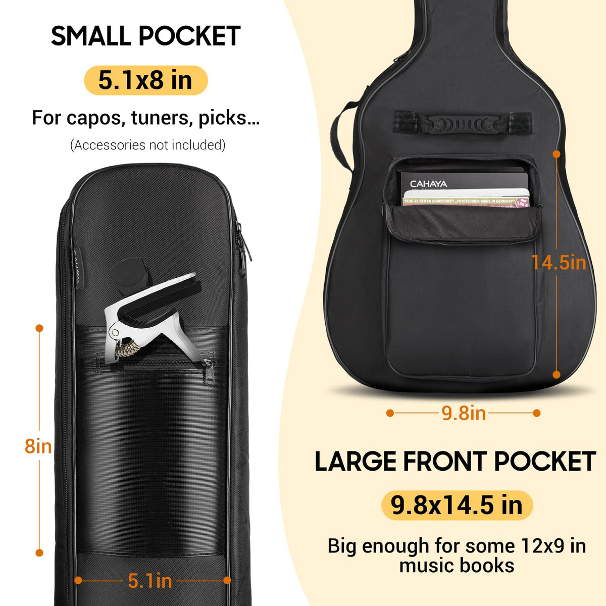 41 In 0.35 In Thick Padding Soft Guitar Bag Black G8413
