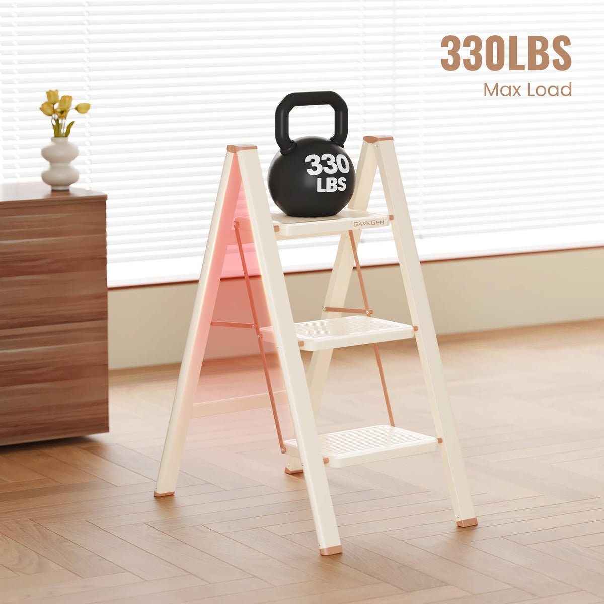 3 Step Folding Ladder with Anti Slip Pedal V30942