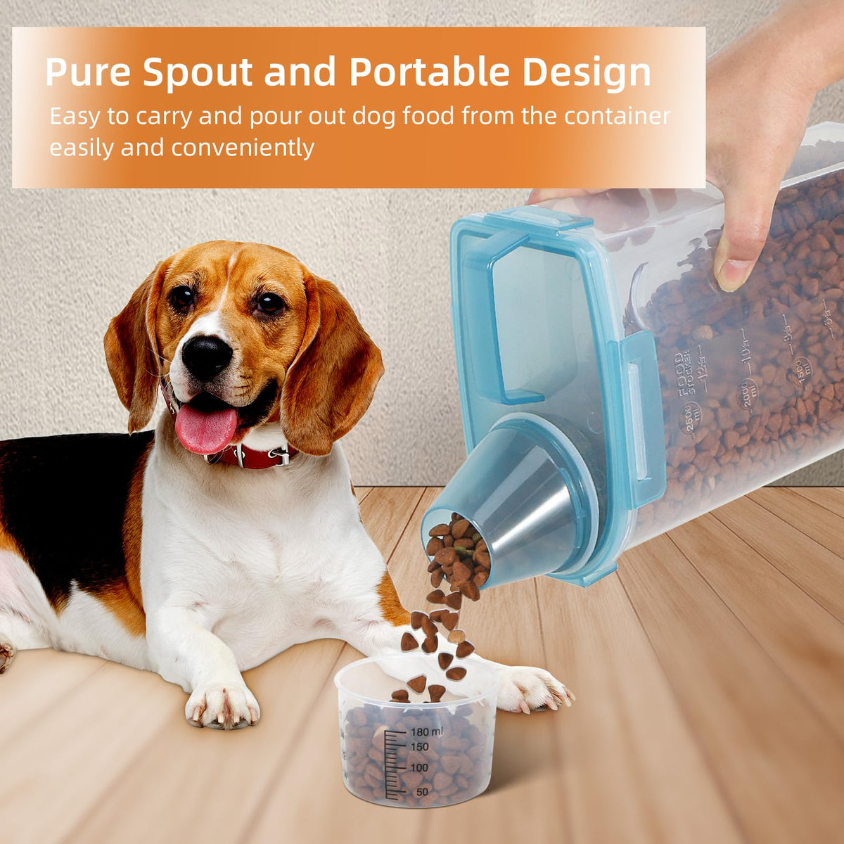 3-5Lbs/3Qt Plastic Pet Food Storage Container with Foldable Bowl J980