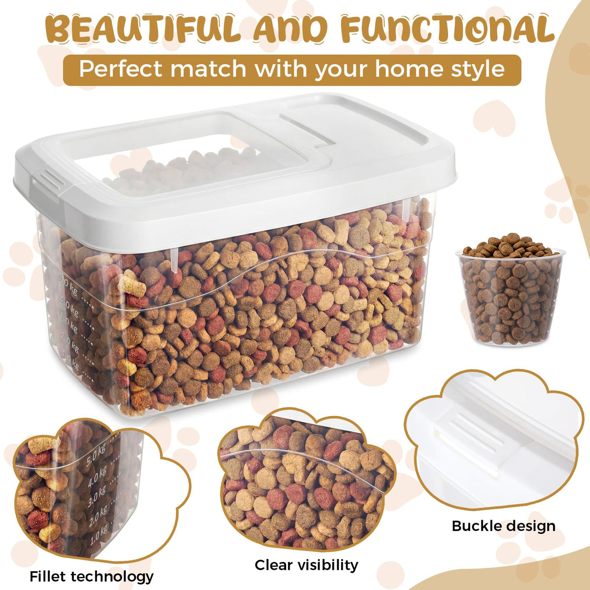 2 Pack 11 Lbs Airtight Dog Food Storage Container with Scoops X6528