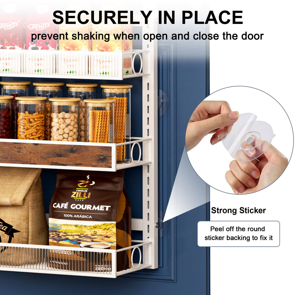 8 Tiers Pantry Door Organizer Spice Rack with Adjustable Baskets B8273