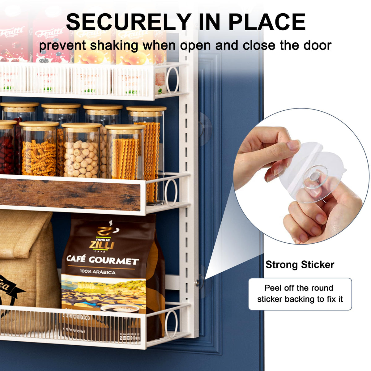 8 Tiers Pantry Door Organizer Spice Rack with Adjustable Baskets B8273