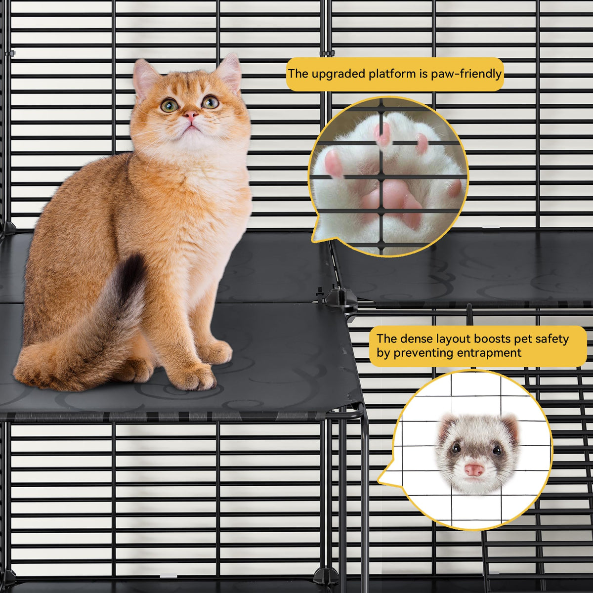 3-Tier Cat Cage Indoor Enclosure with Hammock U593