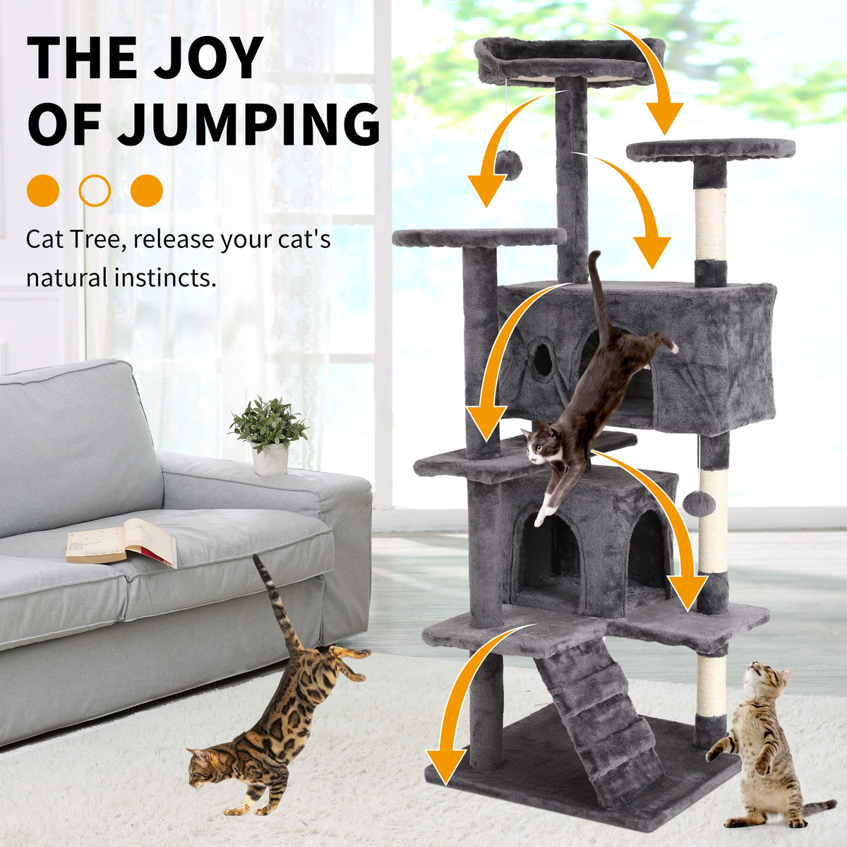 70 Inches Navy Blue Cat Tree B5807